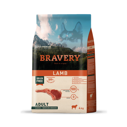 BRAVERY LAMB ADULT LARGE/MEDIUM BREED 4 KG