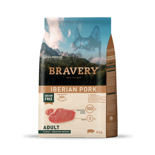 BRAVERY IBERIAN PORK ADULT LARGE/MEDIUM BREEDS 4 KG