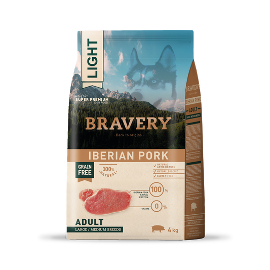 BRAVERY LIGHT IBERIAN PORK ADULT LARGE/MEDIUM BREEDS 4 KG