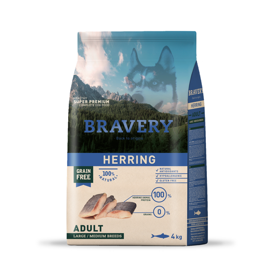 BRAVERY HERRING ADULT LARGE/MEDIUM BREEDS 4 KG