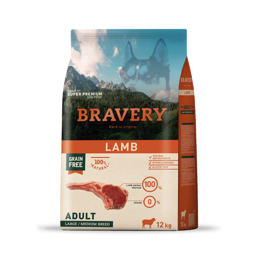 BRAVERY LAMB ADULT LARGE/MEDIUM BREED 12 KG