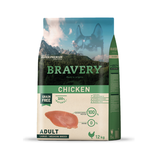 BRAVERY CHICKEN ADULT LARGE/MEDIUM BREEDS 12 KG