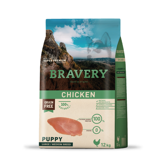 BRAVERY CHICKEN PUPPY LARGE/MEDIUM BREEDS 12 KG