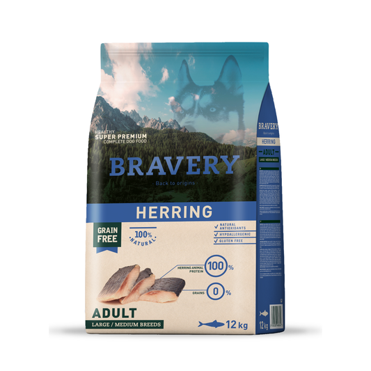 BRAVERY HERRING ADULT LARGE/MEDIUM BREEDS 12 KG