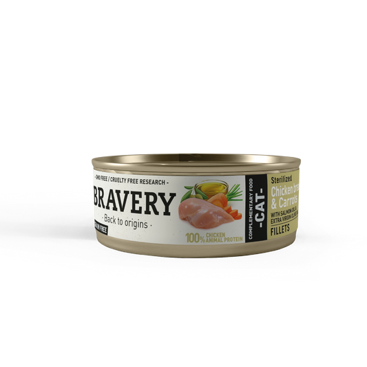 BRAVERY CHICKEN AND CARROTS STERILIZED CAT WET FOOD 70 GR