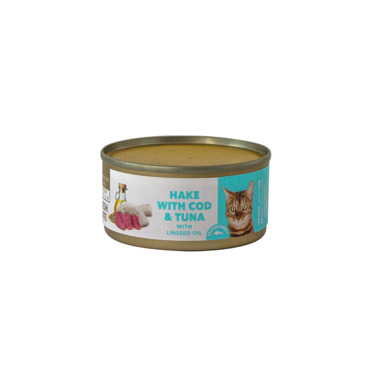 AMITY HAKE WITH COD AND TUNA STERILIZED CAT WET FOOD 80 GR