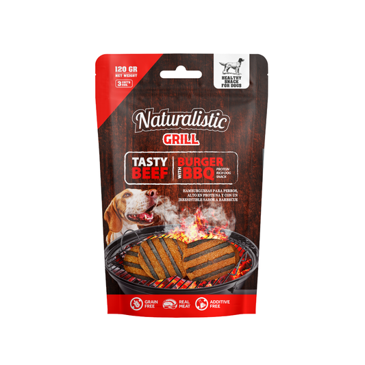 NT GRILL TASTY BEEF BURGER W/BBQ, 3 UN, 120 GR